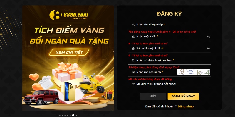 Điền dữ liệu đăng ký một cách đầy đủ